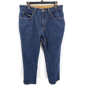 Duluth Trading Co. dark wash heavy duty jeans in size 34X28